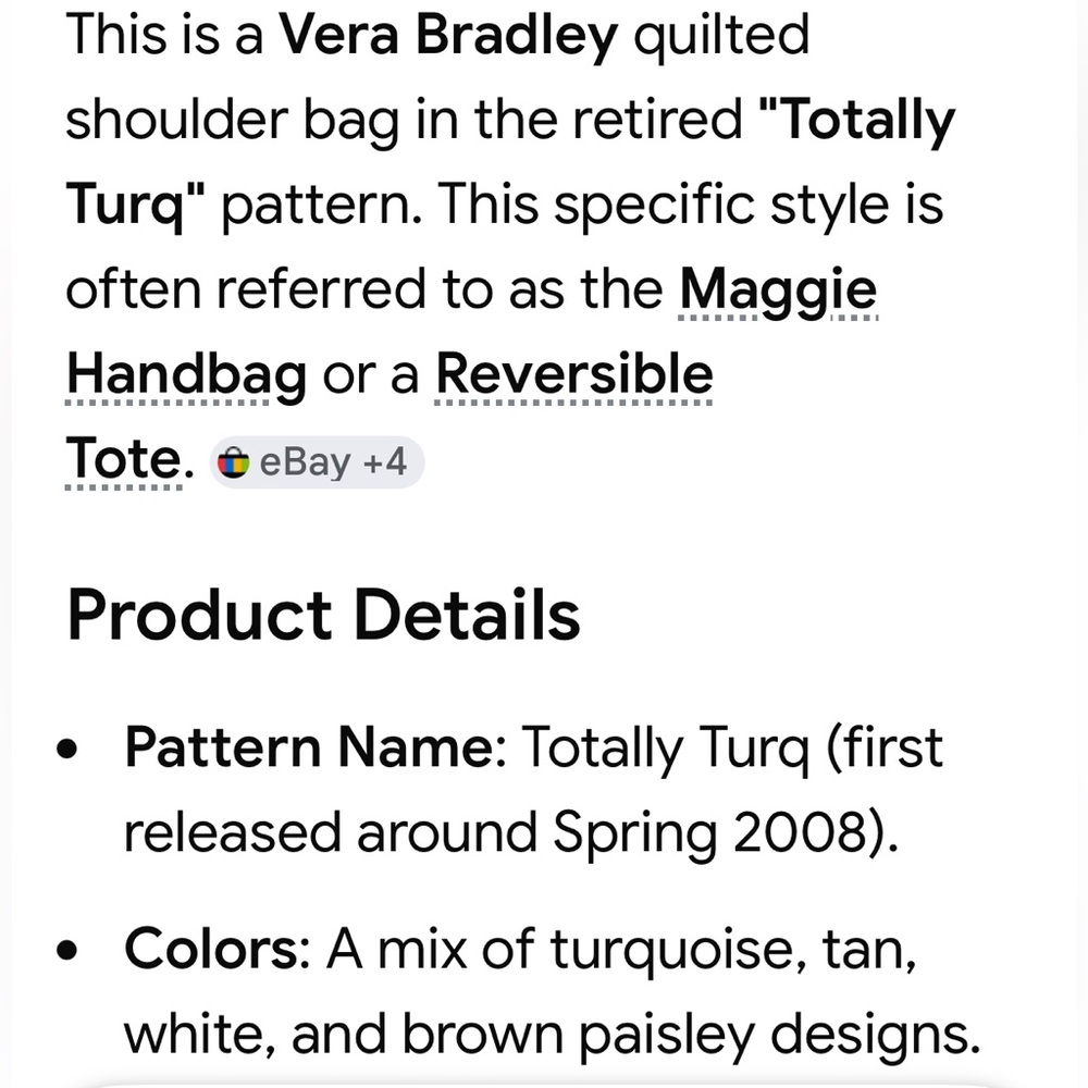 Vera Bradley retired pattern Totally Turq in Maggie style bag. Reversible. - Picture 10 of 10